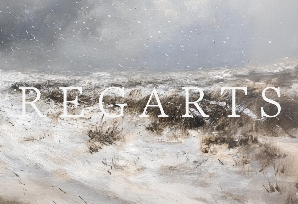 Lone Figure Walking Through Snowy Blizzard Moody Winter Field Poster - Image 8