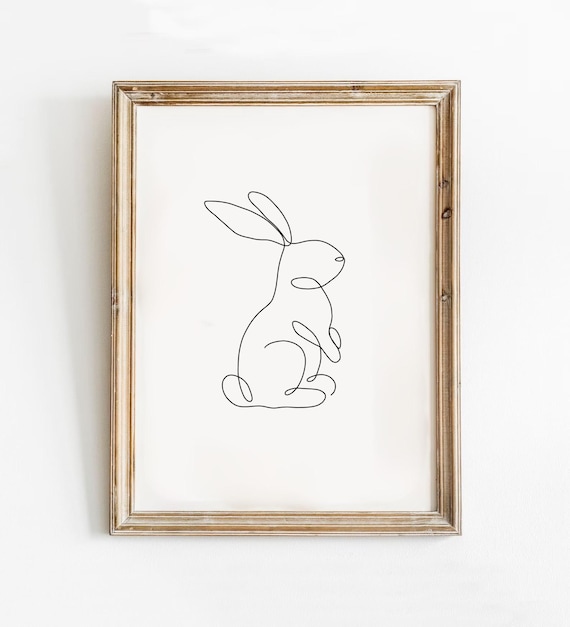 Bunny Line Print, Minimalist Easter Art Print