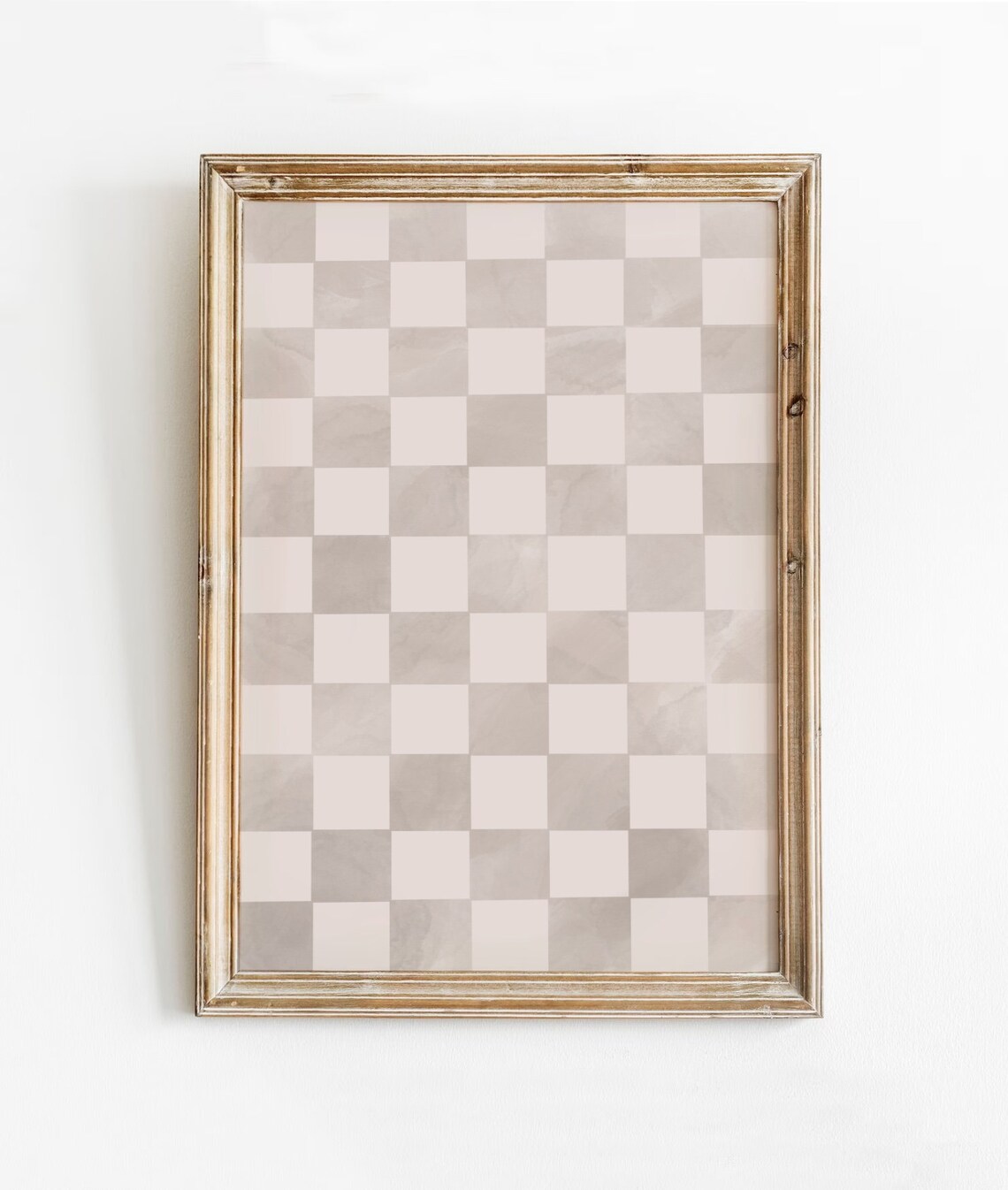 Checkered Art Print, Trendy Neutral Beige Pattern
