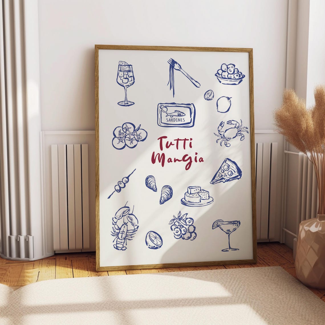 Tutti Mangia Red Script Italian Food Sketch Kitchen Decor Poster - Image 5