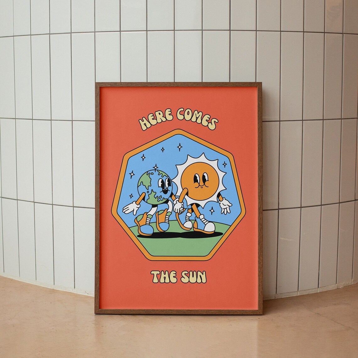 Here Comes The Sun Character Print, Retro Aesthetic