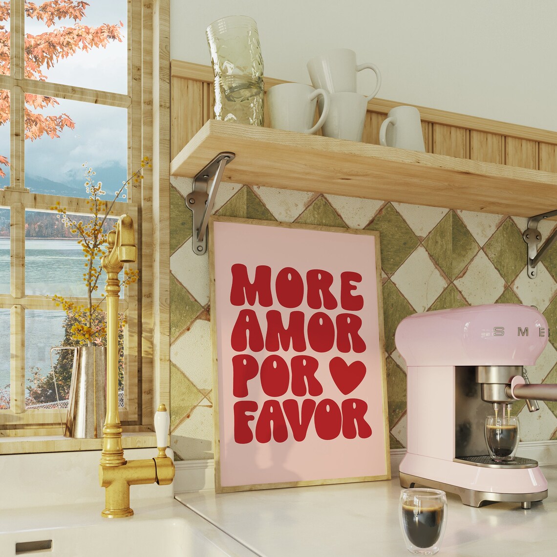 More Amor Por Favor Wall Art Print Dopamine Wall Art Trendy Wall Art Amor Quote Print Preppy Room Deco Danish Room Decor Love Pink Prints - Image 5