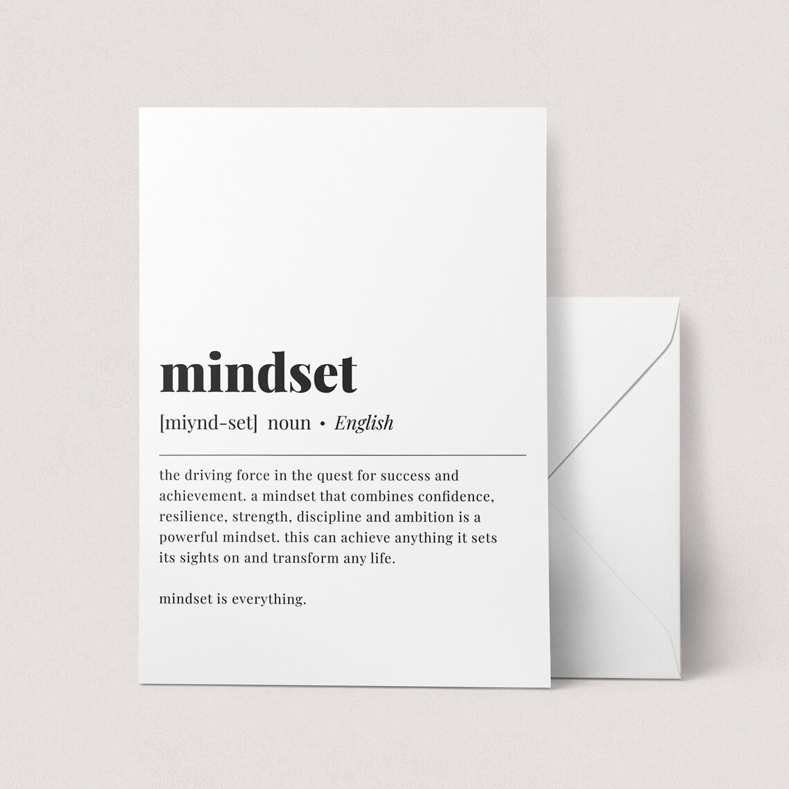 Mindset Definition Motivation Quote Art Print