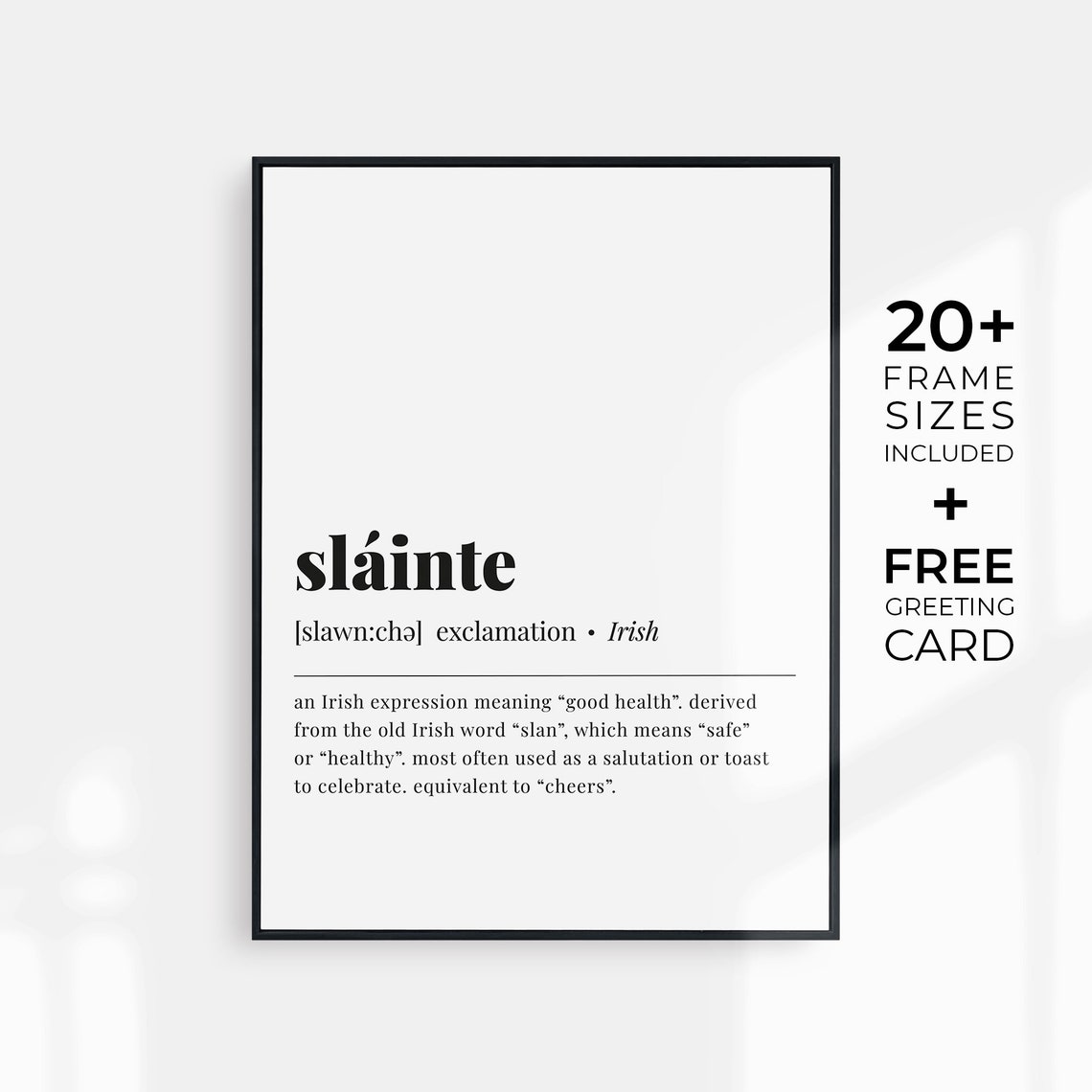 Slainte Irish Toast Cheers Definition Typography Poster Bar Decor - Image 3