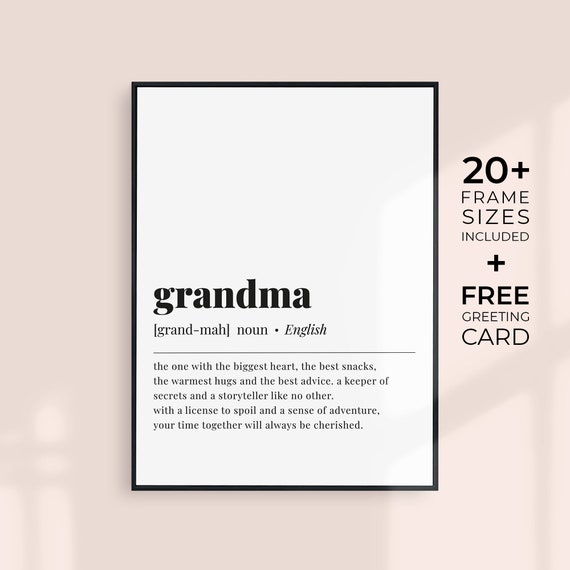 Grandma Definition Print Gift For Grandma Meaning Grandmother Quote Grandma Art Gift Instant Gran Dictionary Art Grandmother Gift