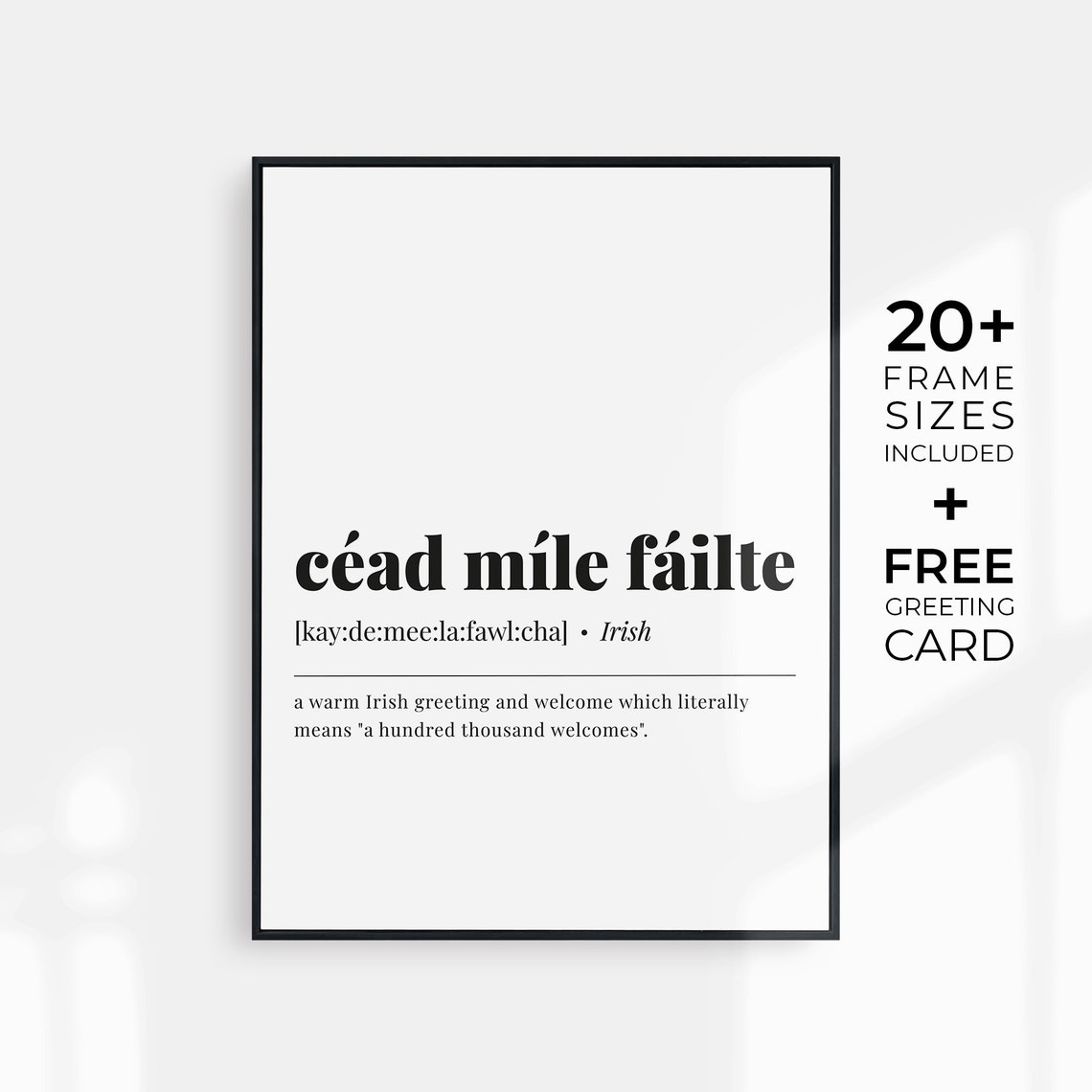 Cead Mile Failte Irish Welcome Definition Typography Poster Entryway - Image 3