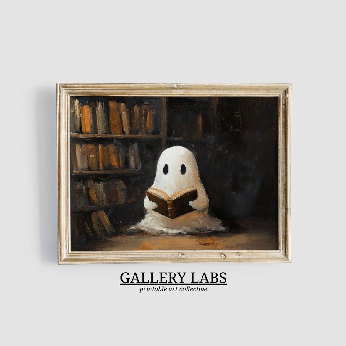 Cute Ghost Reading Book Dark Library Dark Academia Halloween Poster