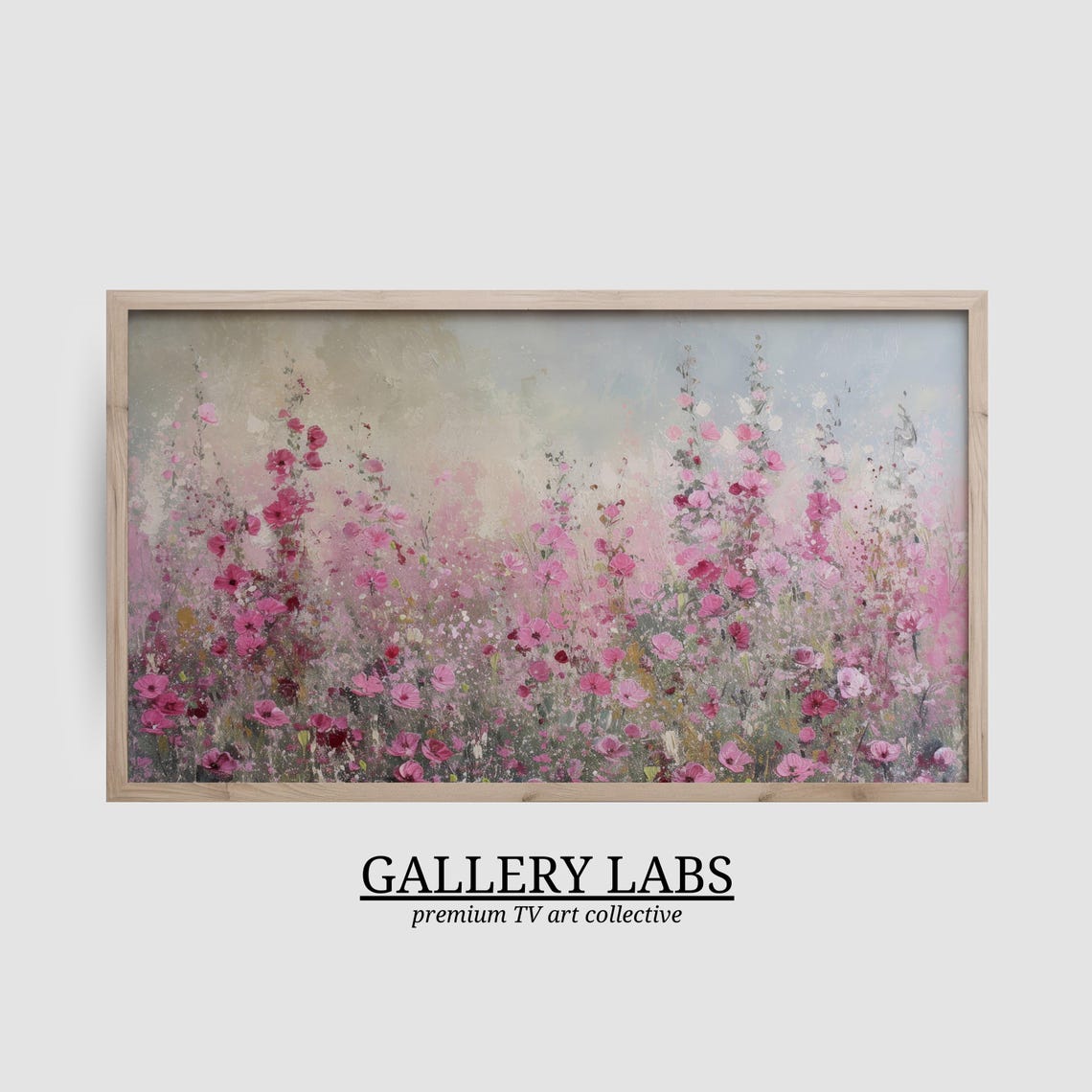 Tall Pink Wildflower Meadow Blossoms Soft Impressionist Floral Poster - Image 2