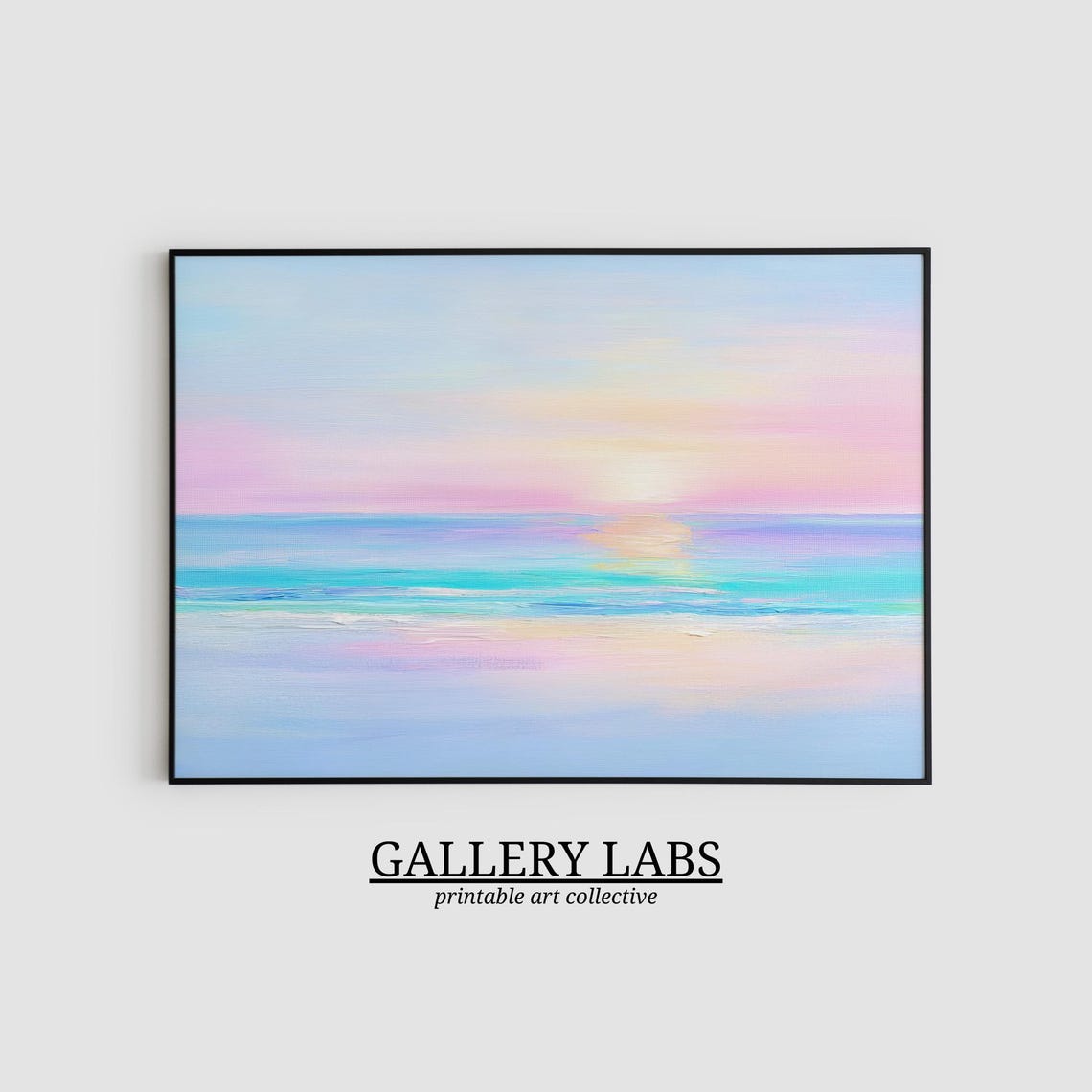 Pastel Beach Sunset Pink Turquoise Ocean Waves Travel Poster - Image 2