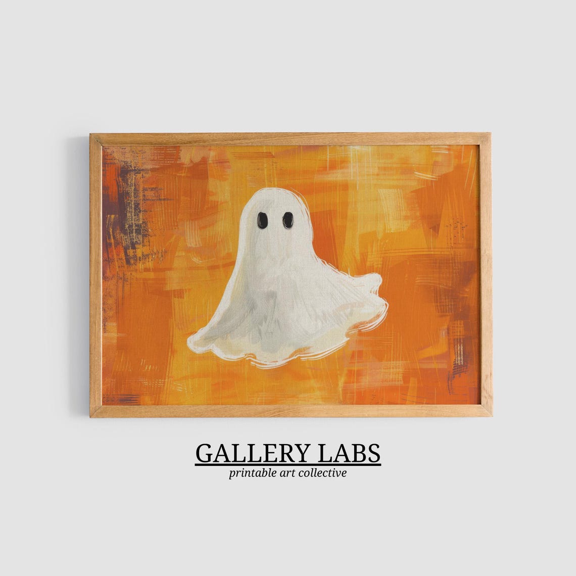 Ghost Painting Burnt Orange Wall Art Halloween Decor Cute Spooky Decor Halloween Print Halloween Wall Art Art - Image 3