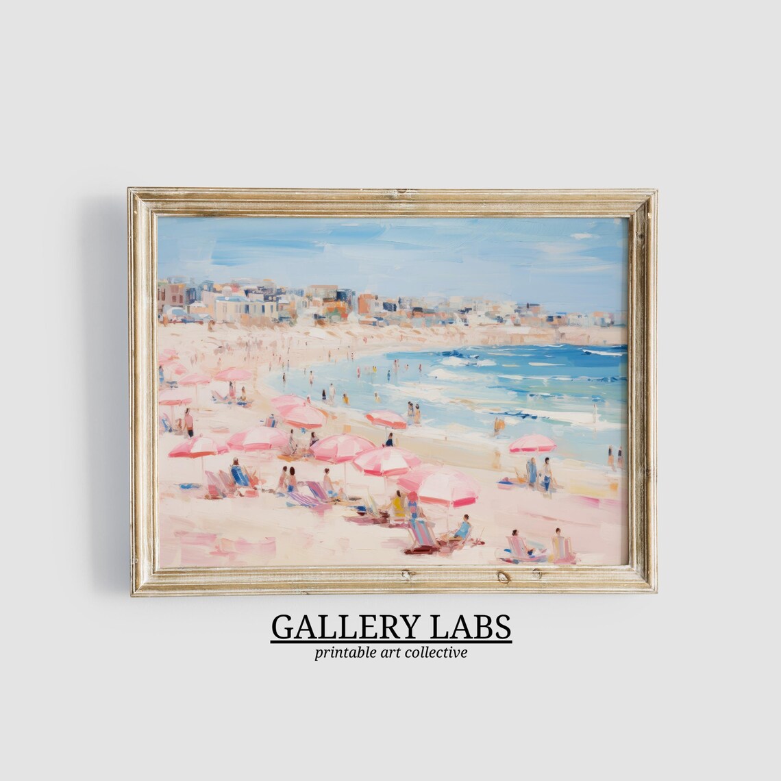 Pink Coastal Beach Scenes Set of 16 Vintage Seaside Gallery Wall Art - Image 3