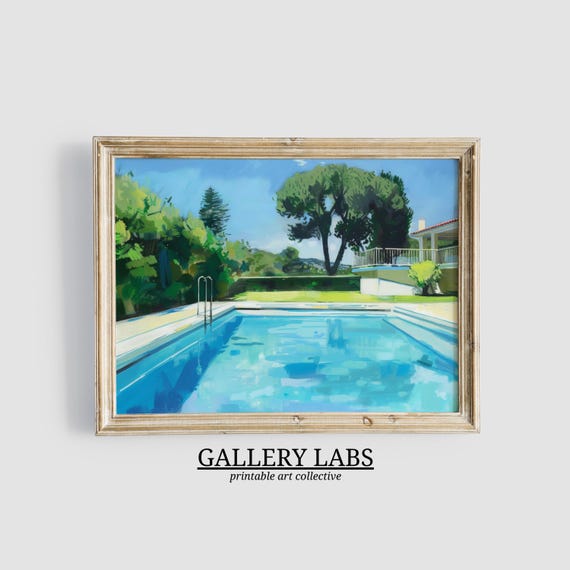 Swimming Pool Art Retro Home Decor Bathroom Print Trendy Wall Art Preppy Wall Decor Retro Art Print