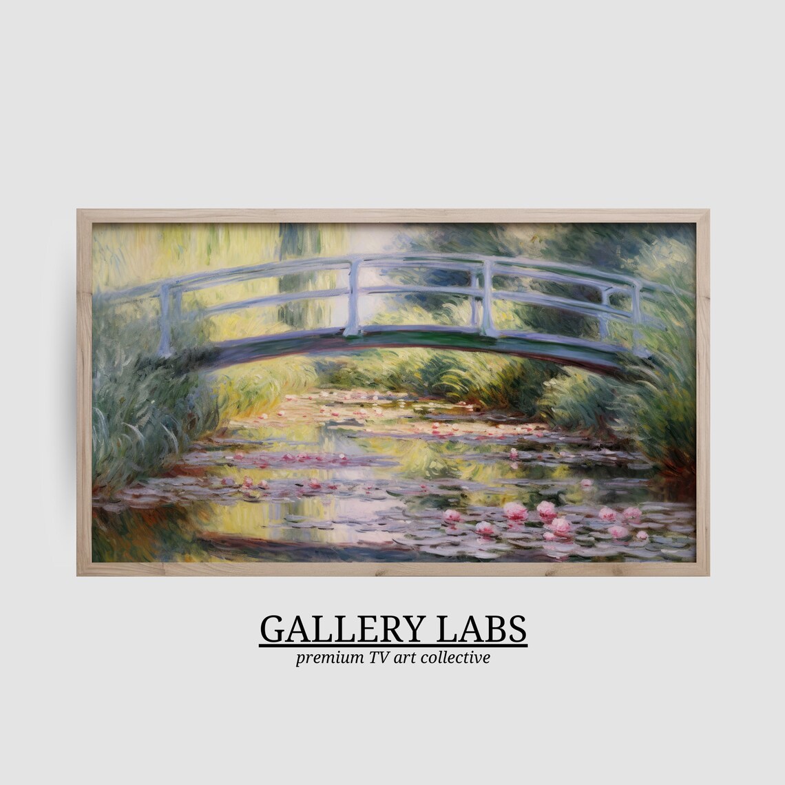 Water Lily Pond Bridge Painting Impressionist Garden Floral Wall Art Poster - Image 2