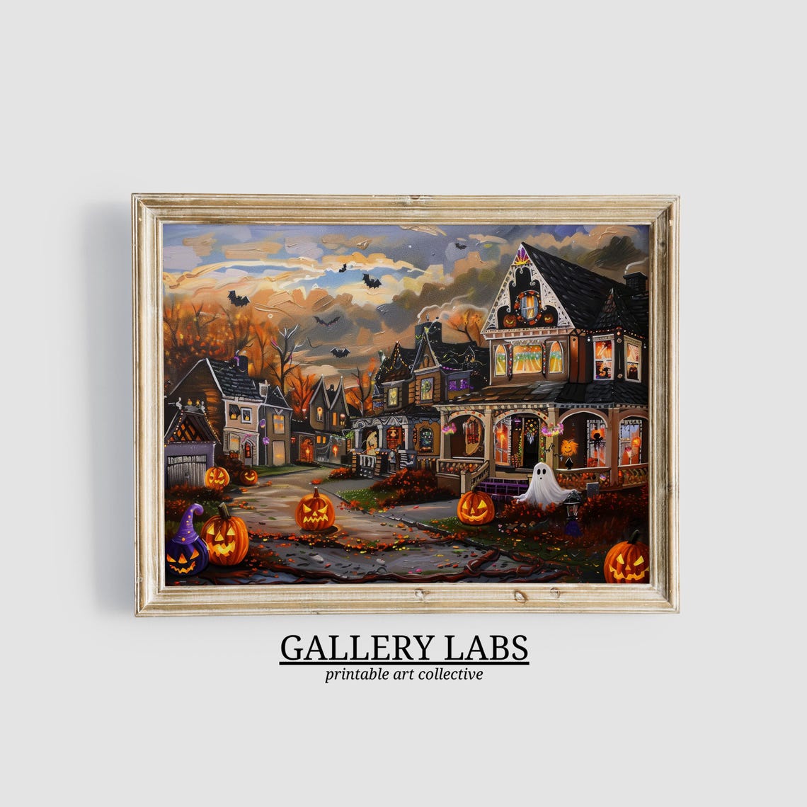 Dark Jack O Lantern Ghosts Spooky Moody Halloween Night Art Print