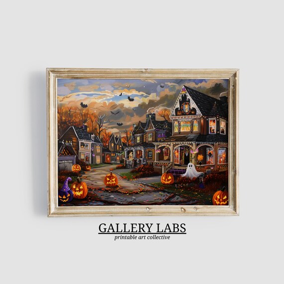 Dark Jack O Lantern Ghosts Spooky Moody Halloween Night Art Print