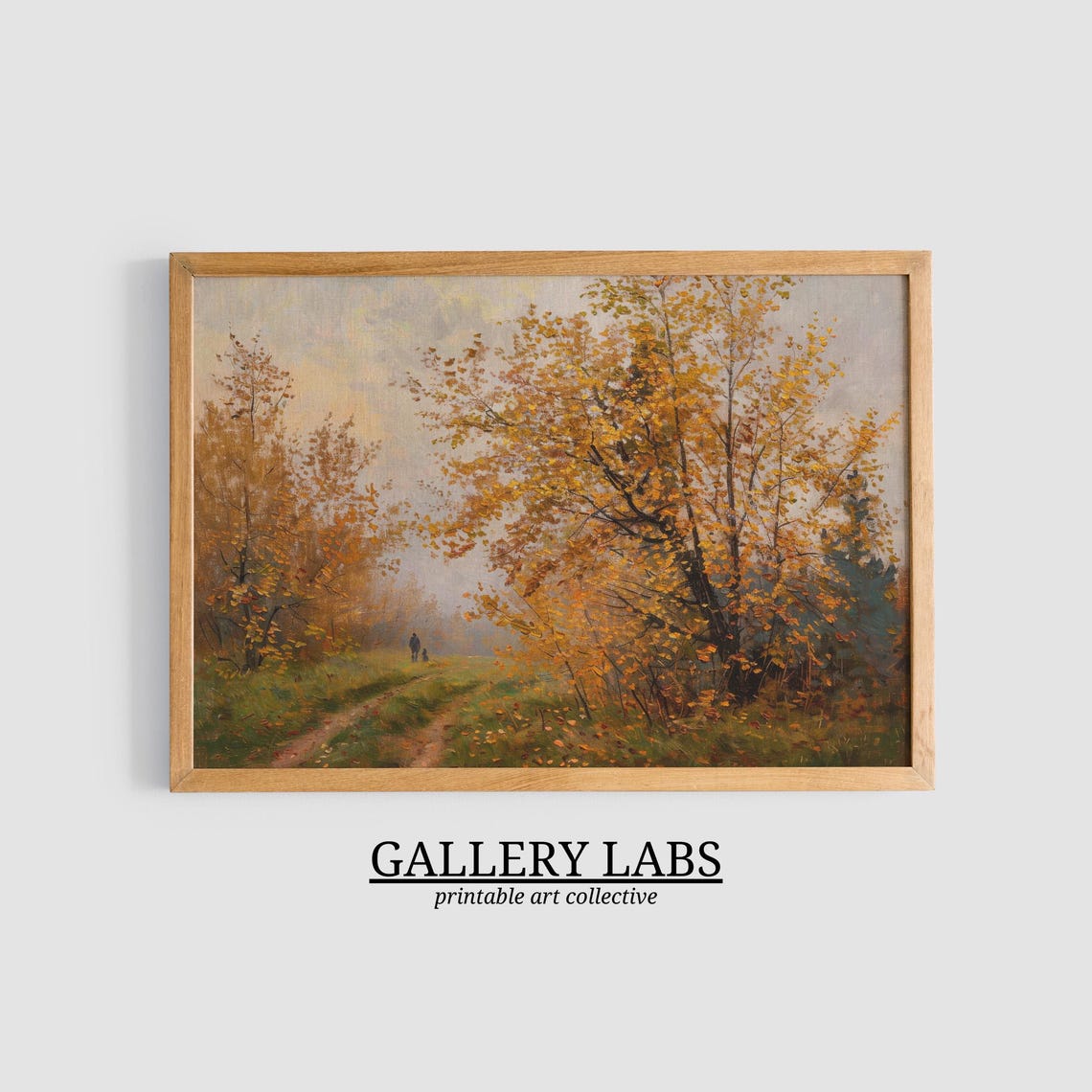 Autumn Forest Path Golden Trees Soft Fall Landscape Art Print - Image 3