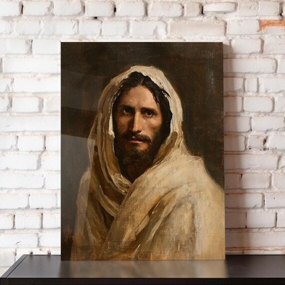 Hooded Jesus Christ Portrait Soft Light Classic Christian Art Poster
