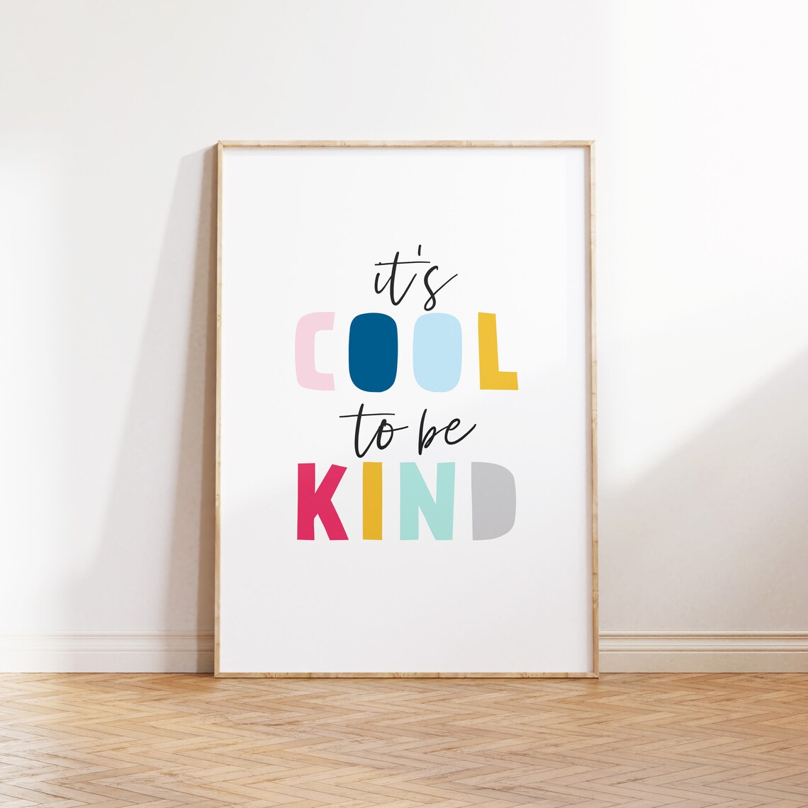 It Is Cool To Be Kind Colorful Kids Motivational Quote Poster - Image 2
