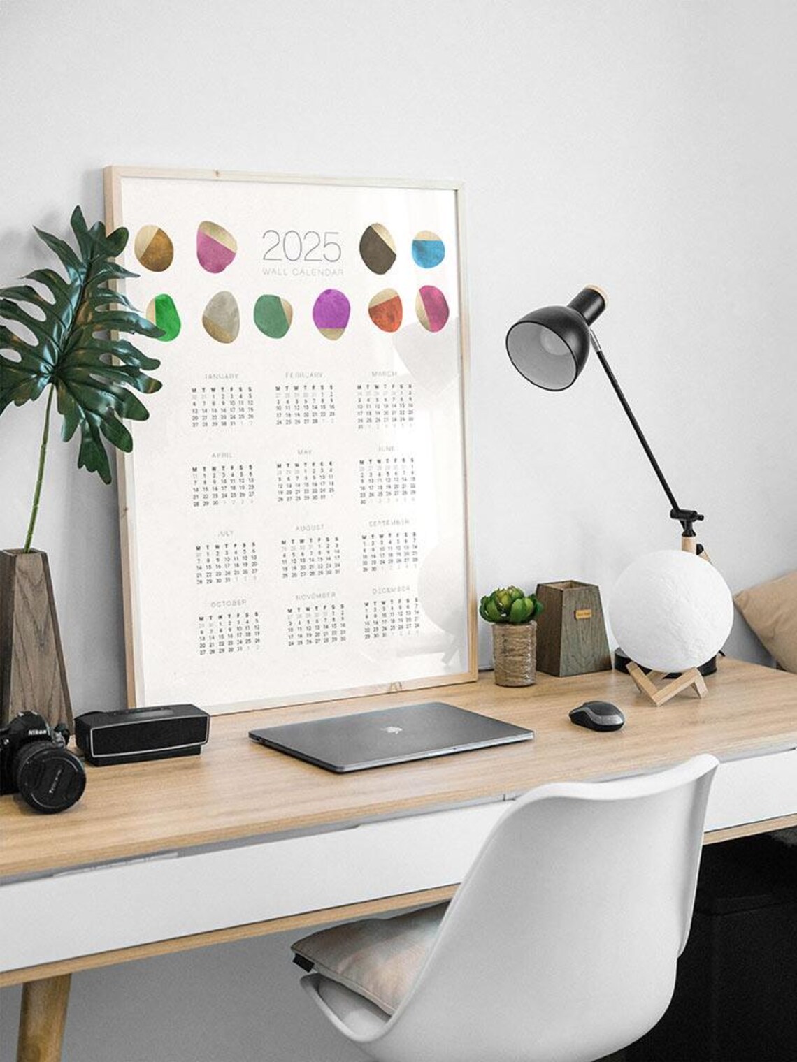 2025 Calendar Minimalist Abstract Colorful Year At A Glance Shapes Poster