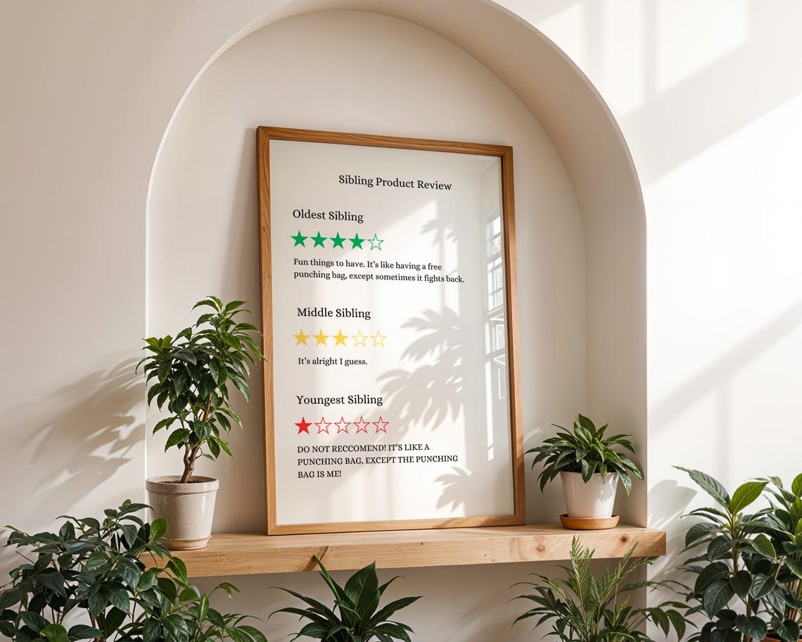 Funny Sibling Product Review Wall Art Home Kitchen Office And Room Decor - Image 5