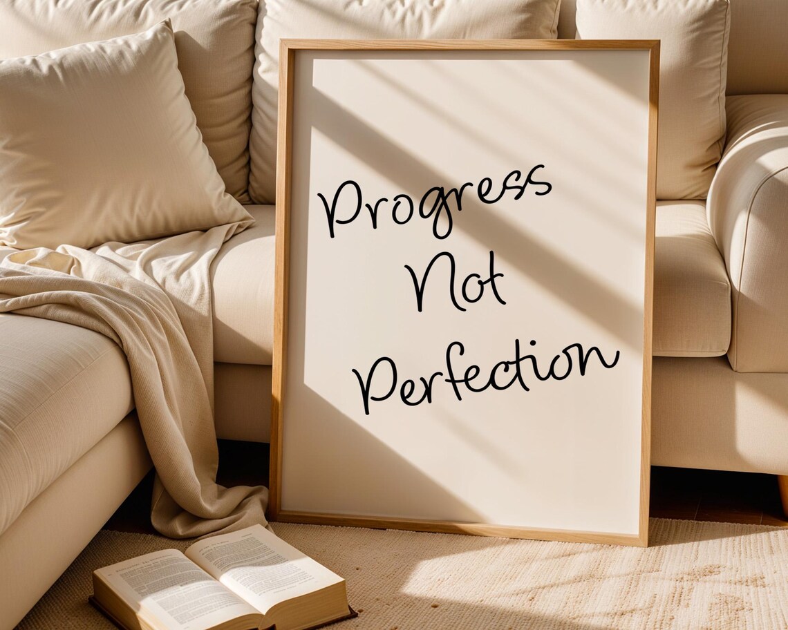 Progress Not Perfection Handwritten Script Quote Poster for Home Office - Image 5