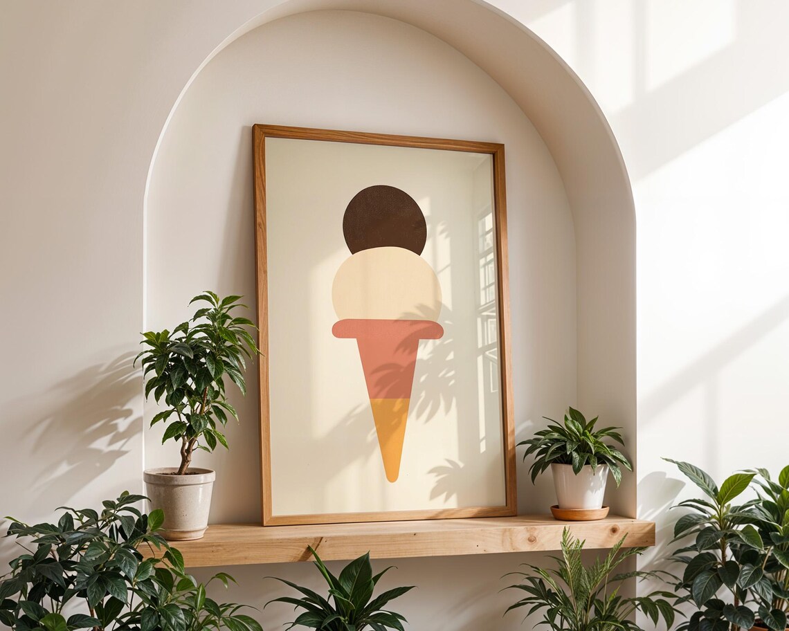 Double Scoop Ice Cream, Minimalist Poster - Image 2