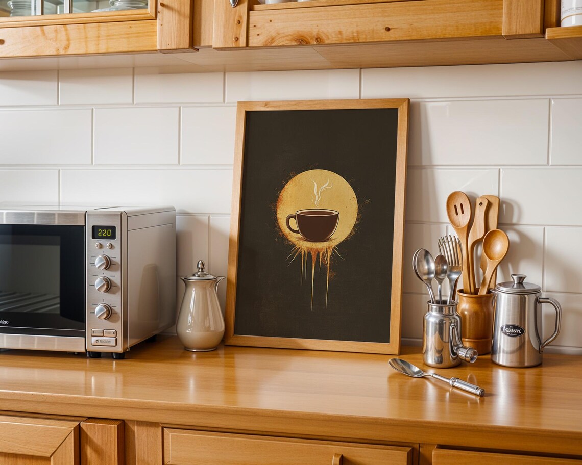 Minimalist Coffee Art Print, Kitchen Office Decor