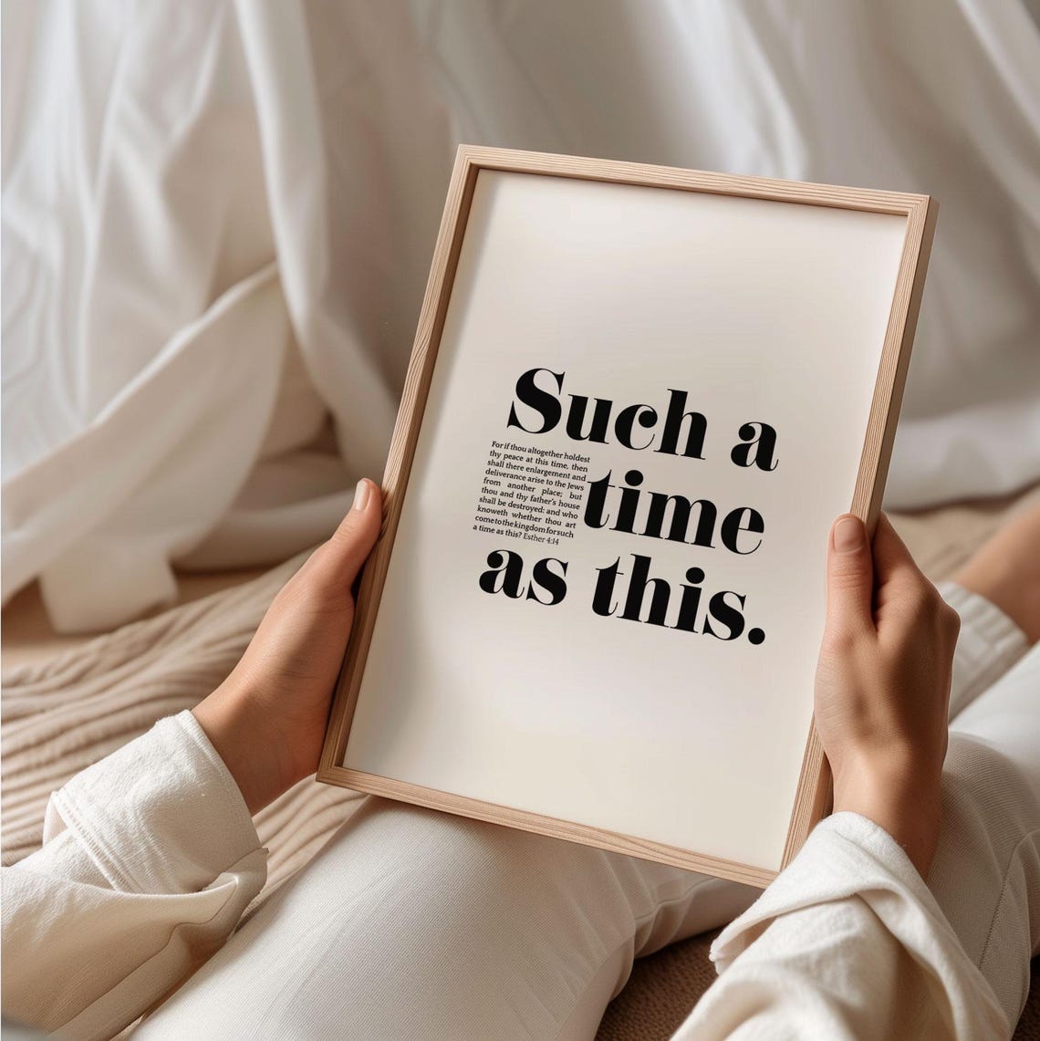Esther 4 14 Such A Time As This Bold Black Serif Scripture Poster