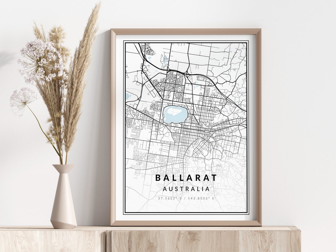Ballarat Australia City Street Map Minimalist Geographic Wall Poster