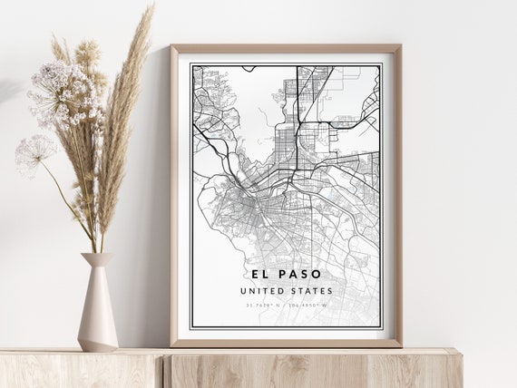 El Paso City Map Print Poster Wall Art Geographic