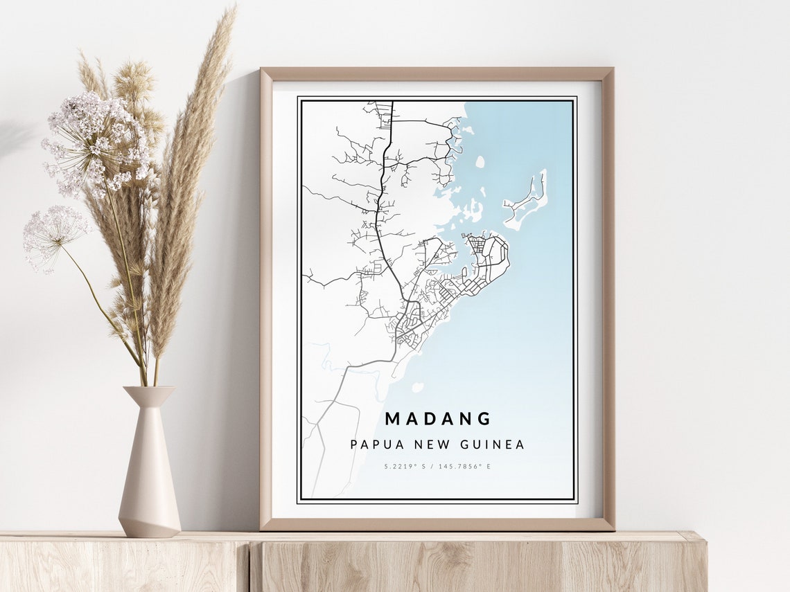 Madang City Map Print Poster Wall Art Geographic