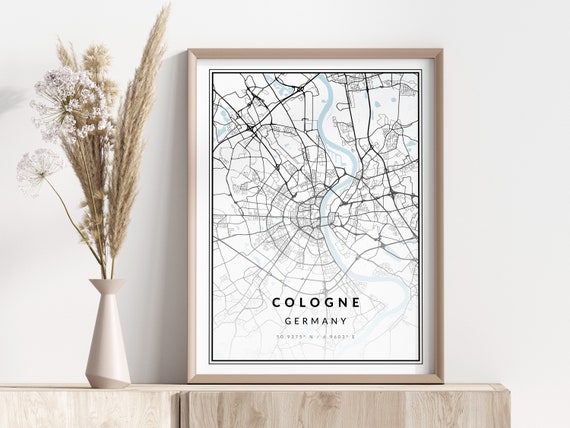 Cologne City Map Print Poster Wall Art Geographic