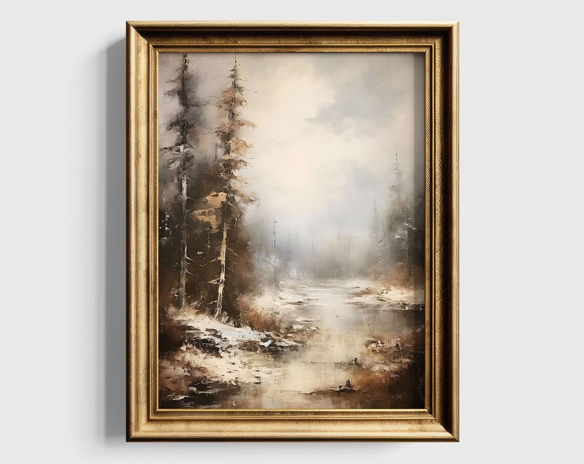Rustic Winter Landscape Art Print, Nature Scene