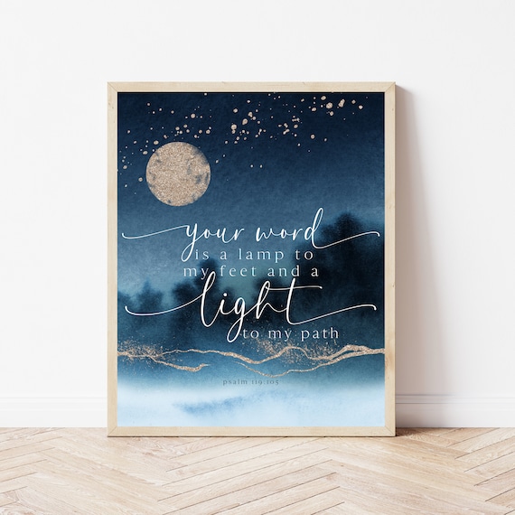 Your Word Is A Lamp To My Feet Bible Verse Wall Art Print Psalm 119 105 Scripture Home Decor Bedroom Christian Friend Gift