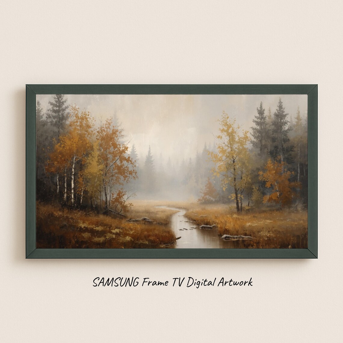 Samsung Frame Tv Art Misty Forest Clearing Quiet Autumn After Rain