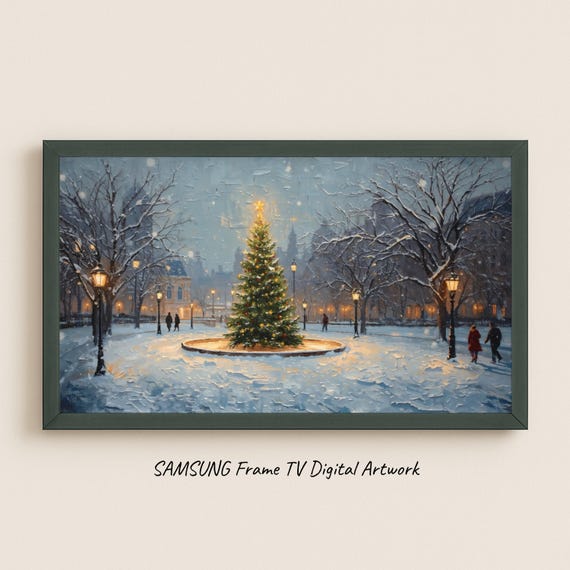 Samsung Frame Tv Art Christmas Evening In The Snowy Park