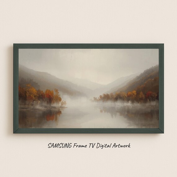 Samsung Frame Tv Art Autumn Valley At Dawn Moody Misty Impression