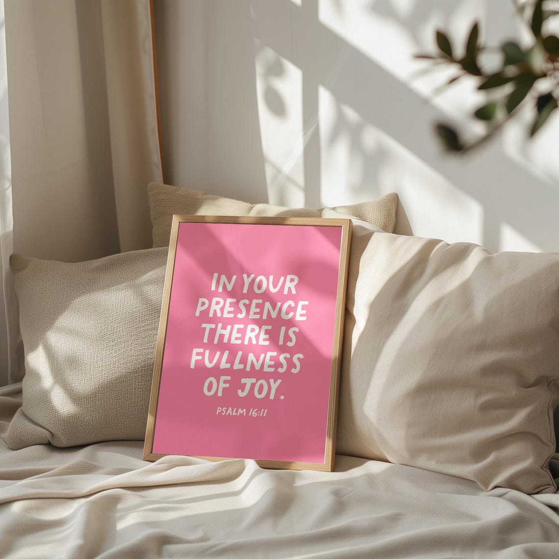 Psalm 16:11 Pink Hand Lettered Fullness Of Joy Scripture Poster - Image 4