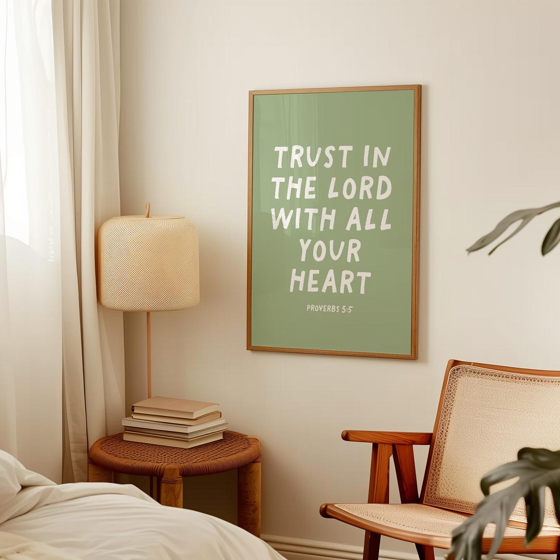 Trust in the Lord With All Your Heart Proverbs 3:5 Sage Poster - Image 3