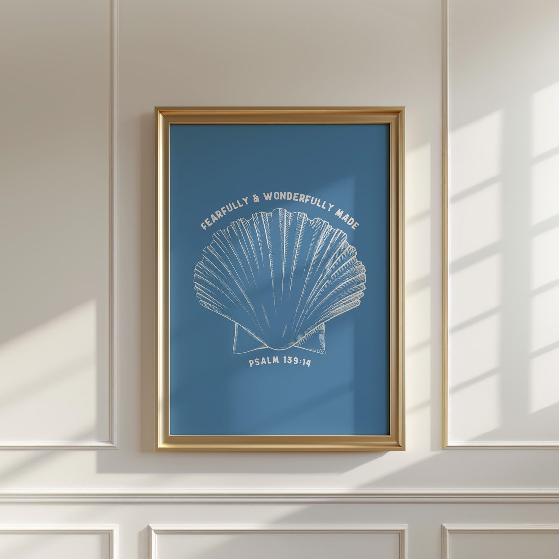 Fearfully And Wonderfully Made Blue Seashell Psalm 13914 Poster - Image 2