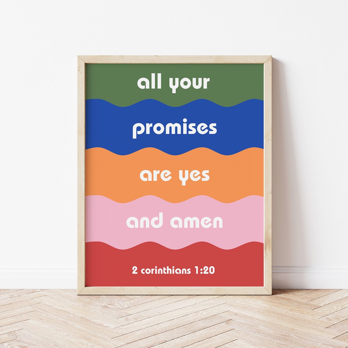 All Your Promises Are Yes and Amen 2 Corinthians 1 20 Retro Color Wave Poster - Image 2