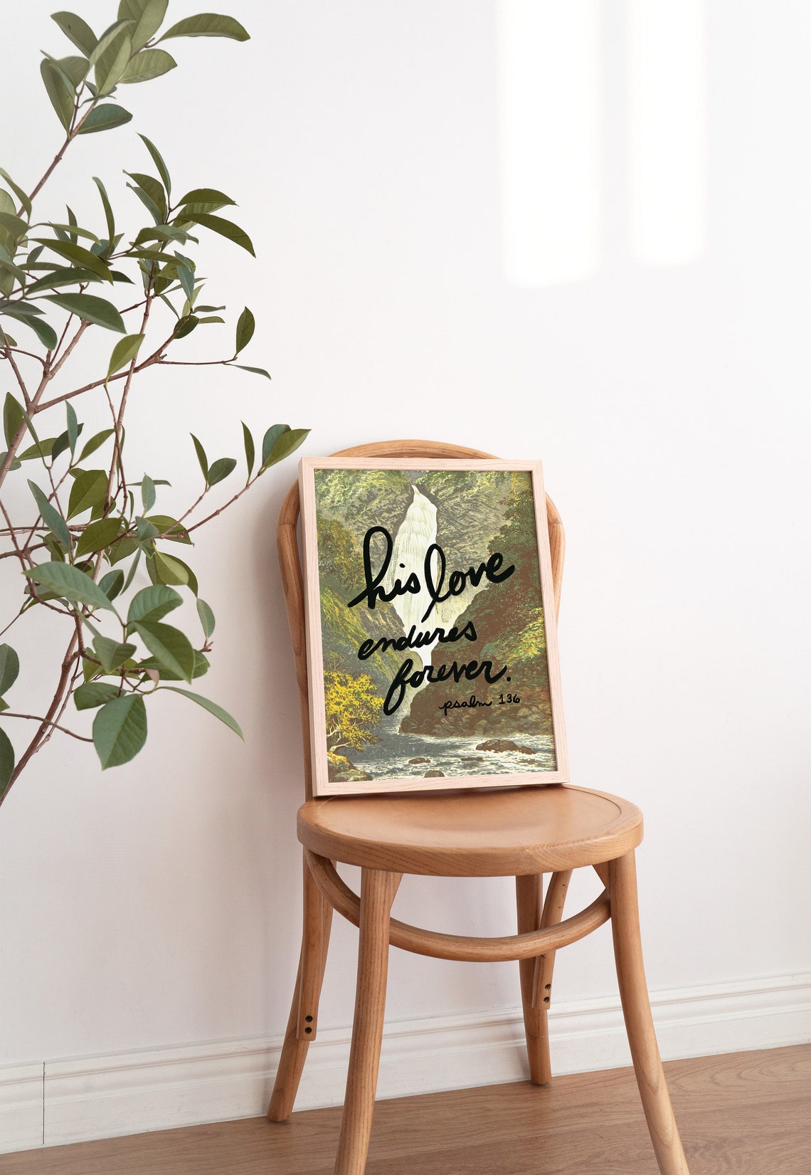 His Love Endures Bible Verse Wall Art For Christian Apartment Housewarming Gift For Nature Lovers Scripture Art - Image 3