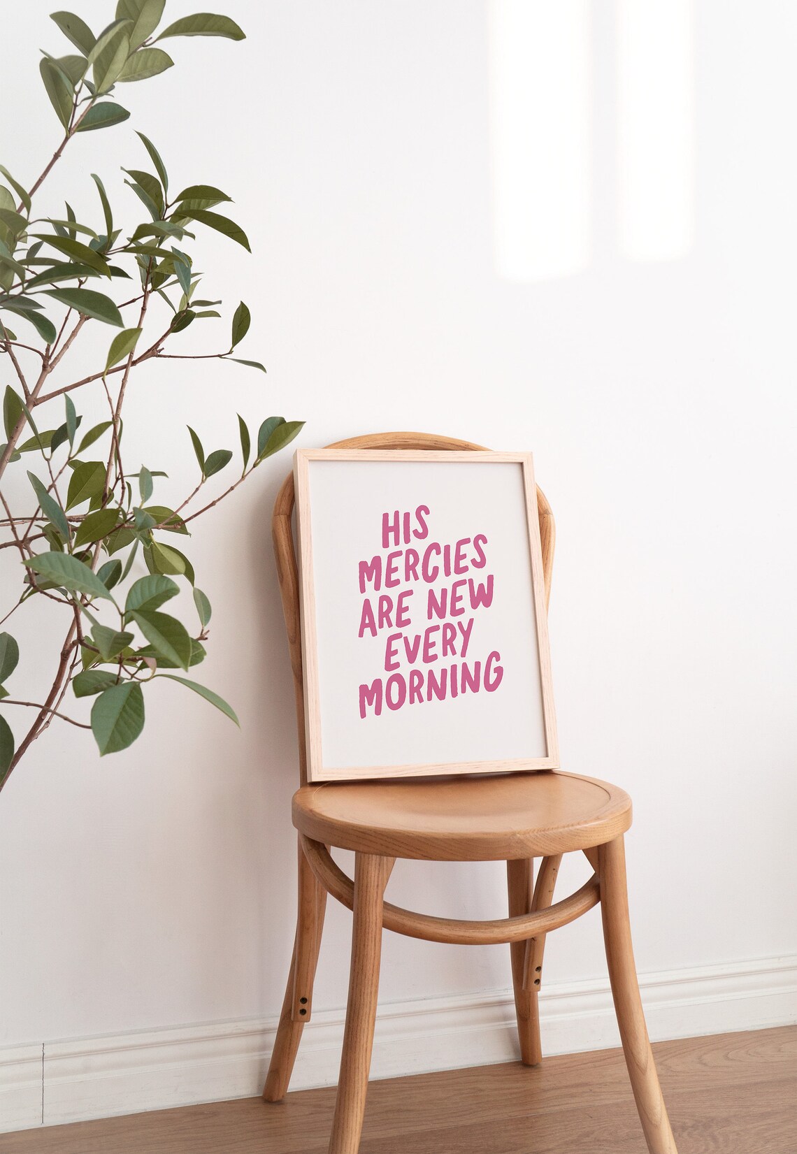 His Mercies Are New Every Morning Magenta Brush Lettering Christian Quote Poster - Image 3