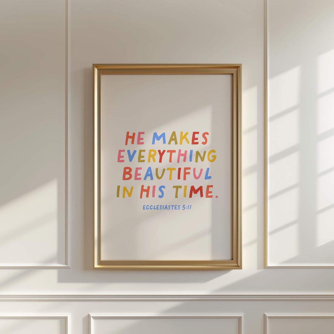 Ecclesiastes 3:11 Beautiful In His Time Colorful Lettered Poster