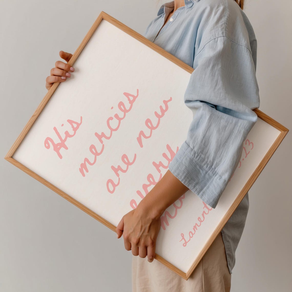 His Mercies Are New Every Morning Pink Hand Lettered Script Poster - Image 2