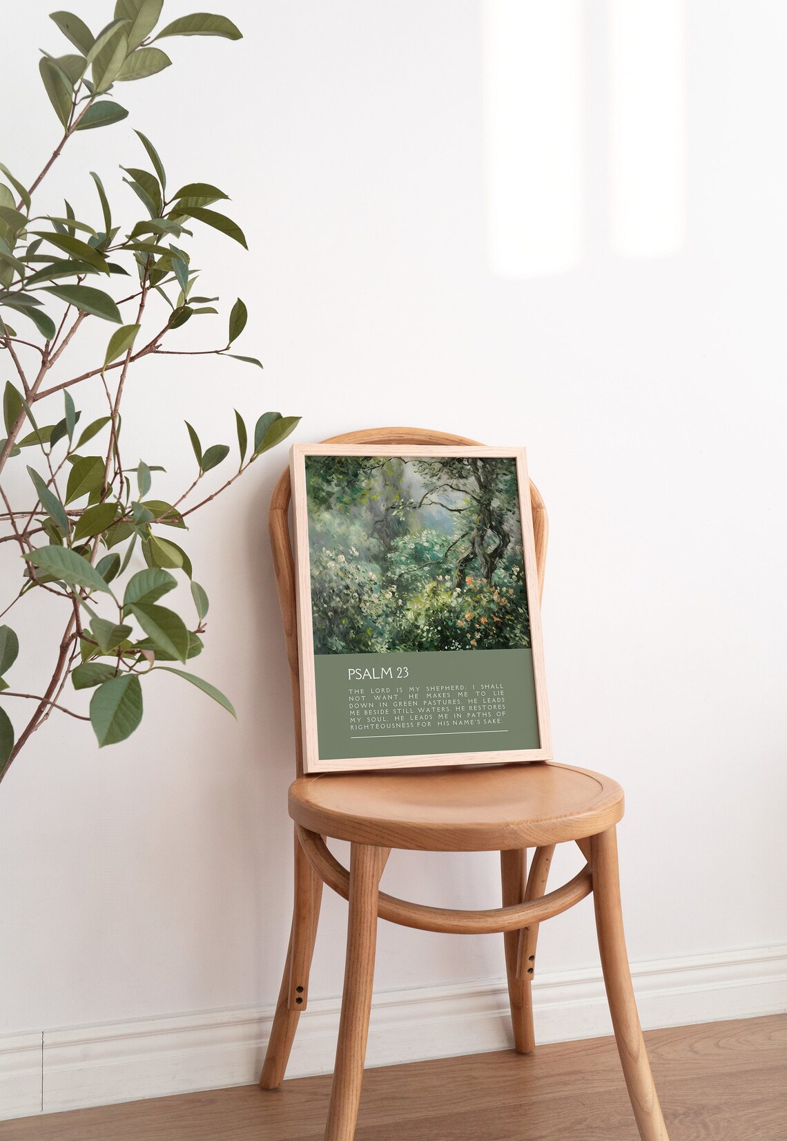 Psalm 23 Monet-Inspired Christian Poster, Sage Green - Image 4
