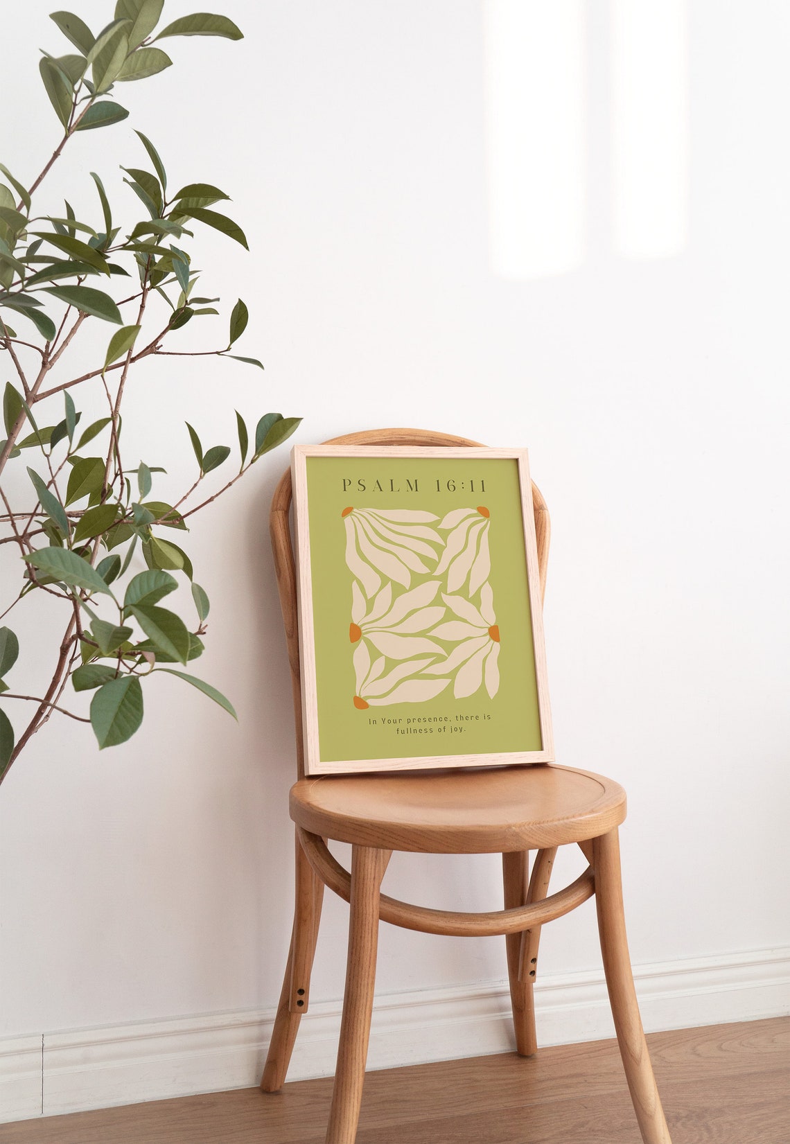 Psalm 16:11 Sage Green Floral Print Fullness Of Joy Scripture Art - Image 3