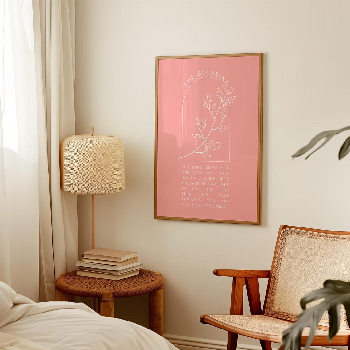 The Blessing Prayer Leaf Branch Coral Arch Scripture Art Poster - Image 3