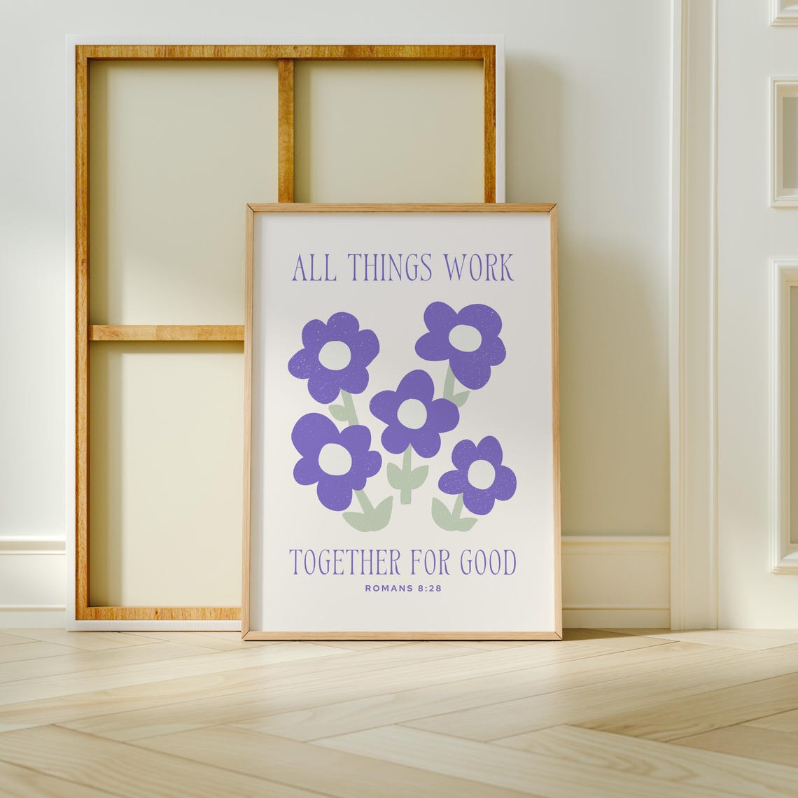Romans 8 Minimalist Purple Christian Typography Trendy Art Print Bible Verse Wall Art Baptism Gift - Image 4