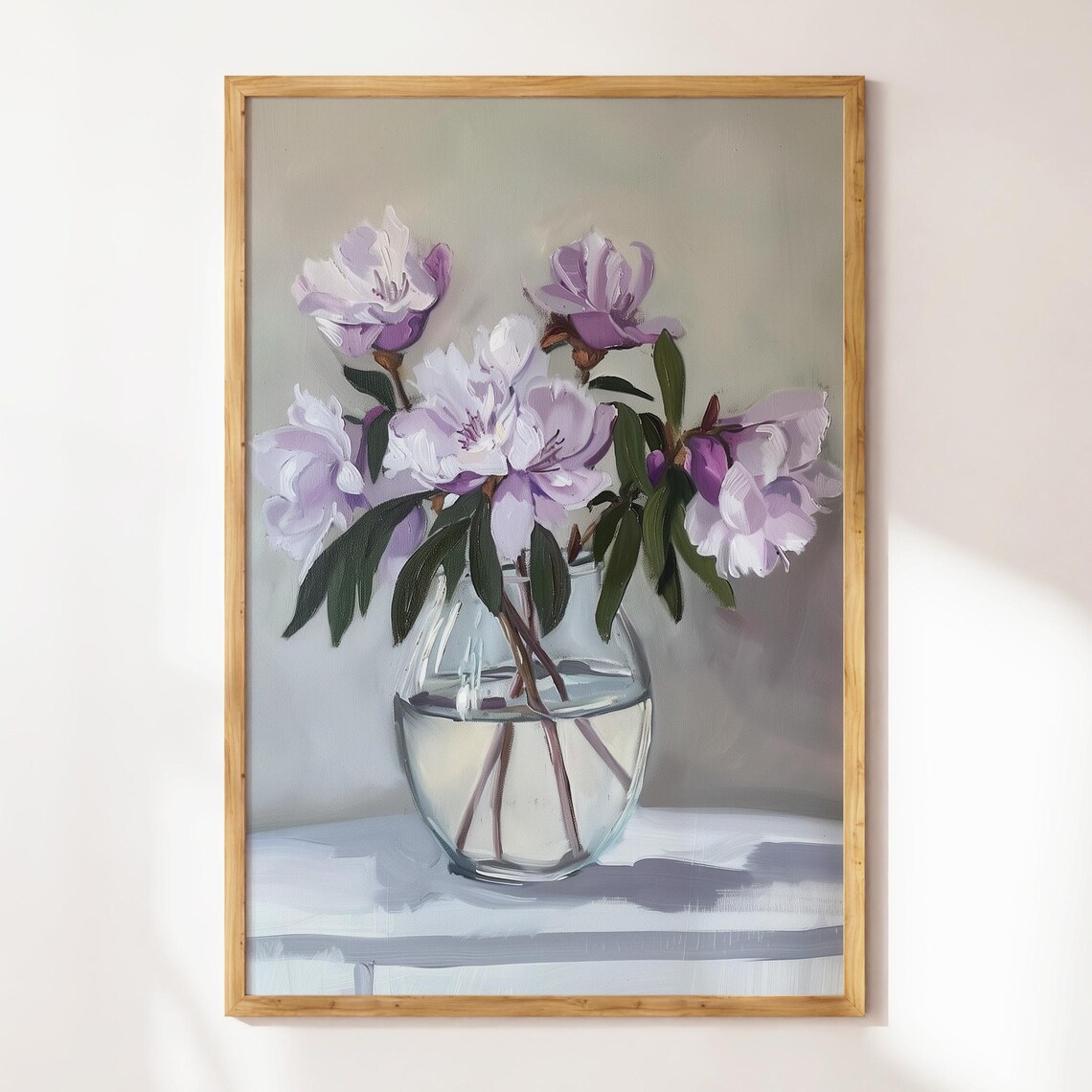 Purple Blossoms Glass Vase Oil Painting Floral Still Life Poster - Image 3